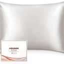 Adubor 100% Silk Pillowcase - Mulberry Silk Pillow Cases, 22 Momme 6A Grade Fibers, Silk Pillow Case for Hair and Skin Health, with Hidden Zipper (Standard: 20''x26'', Ivory White, 2PC)