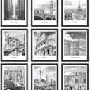 97 Decor Black White City Wall Art Print - Cityscape Pictures, Famous Architecture Landscape Artwork Wall Decor, European Buildings Poster, New York Skyline Photo (8x10 UNFRAMED)