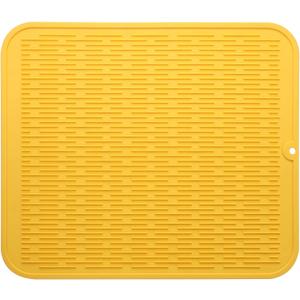 Silicone Dish Drying Mat for Multiple Usage,Easy clean,Eco-friendly,Heat-resistant Silicone Mat for Kitchen Counter or Sink,Refrigerator or Drawer Liner Yellow 2XL 24 inches x 18 inches