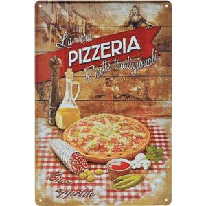 TREEPERI Vintage Metal Sign - Pizzeria Fast Food Shop Tin Sign Wall Decor Prints