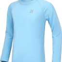 Roadbox Boys UPF 50+ Rash Guard Swim Shirt, Sun Protection Long Sleeve Shirts, Kids UV Rashguard for Beach Surf (Medium, Light Blue)