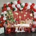 Red Christmas Backdrop Xmas Tree Shining Stars Gold Ball Santa Claus Photo Background Holiday Family Christmas New Year Birthday Party Decoration 7x5FT