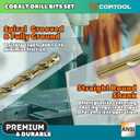 1/2 inch Cobalt Drill Bits (6Pcs), M35 HSS Metal Jobber Length Twist Drill Bit Set for Hard Metal, Stainless Steel, Iron, Copper, Aluminium, Brass, Plastic & Wood