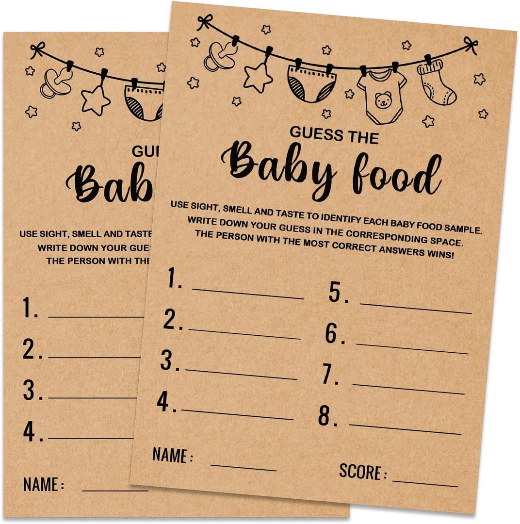 Baby Shower Game, Guess the Baby Food Baby Shower Game, Gender Reveal Party Supplies, Baby Shower Decorations, Baby Shower Party Games Supplies & Activities, Set of 30 Cards, Kraft Baby Shower Game, Guess the Baby Food Baby Shower Game, Gender Reveal Party Supplies, Baby Shower Decorations, Baby Shower Party Games Supplies & Activities, Set of 30 Cards, Kraft