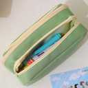 Large Pencil Pouch Big Pencil Case Big Capacity Aesthetic Pen Cosmetic Bag Pen Stationery Organizer Simple, College Office Home Travel Storage Bag (Beige)