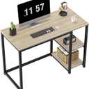 SINPAID 40'' Oak Computer Desk with Shelves, Sturdy Light Wood Desks with Storage Space, Modern Gaming Desk Study Writing Laptop Table, Beige