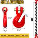 G80 Transport Binder Chain,10FT 1/2" Trailer Safety Chains with Clevis Grab Hooks,12,000 lbs Safe Working Load Heavy Duty Chain for Transporting,Towing,Logging Tie Down Binding, 1/2 Inch10FT