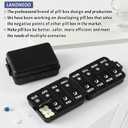 Foldable Weekly Pill Organizer 2 Times a Day with 2 Extra Compartments (Clear Printed Labels) - Portable 7 Day AM PM Medicine Box, Week Daily Travel Pill Case Holder for Vitamin, Supplement - Black
