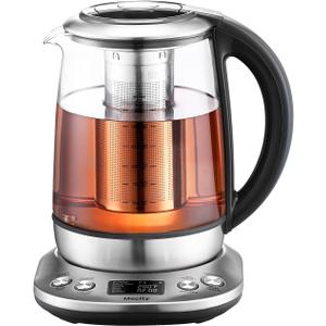 Mecity Electric Tea Kettle Borosilicate Glass Tea Maker With Temperature Control and Infuser - LCD Display and Preset Brewing Programs - 1.7 Liter Water Boiler (1.8 Quarts)