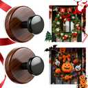 3 x 2-Pack Wreath Hanger for Front Door, Walnut Heavy Duty Suction Cup Reef Hook for Glass Window, Christmas/Thanksgiving/Halloween/July 4th/Easter/Valentine