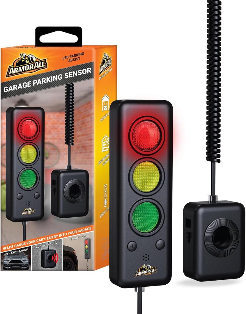 Armor All Advanced Garage Parking Aid with LED Light, Garage Parking Sensor with Color Changing Distance Indicator, Parking Sensor and Garage Stop Light Parking Aid for Safe Parking