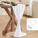 2 Pack 10 Ft Chiffon Table Runner White Gauze Long Table Runners 27x120 Inches Sheer Tulle Table Runner for Rustic Wedding Reception Bridal Shower Decorations Birthday Party