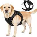 Dog Harness, Pet Harness with Reflective Front Clip Vest, Adjustable Soft Padded Vest with Control Handle, Black, M