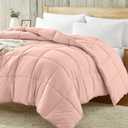 Homelike Moment Comforters Queen Size - Pink Duvet Insert Down Alternative Bed Queen Comforter, Lightweight Bedding Comforters Full Size Quilted Soft All Season Solid Pink
