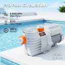 TURBRO 2.5 HP Variable Speed Swimming Pool Pump, 6,840 GPH High Flow Self-Priming Pump for In/Above-Ground Pools, with Strainer Basket, 1.5” and 2.0” NPT Fittings, 220-240V, FS25V