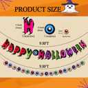 Pre-Strung Happy Halloween Banner, 9.8FT Felt Garland with 3D Eyeballs for Halloween Decorations, 2Pcs Indoor Banner for Mantle Indoor Fireplace Window Wall Home Party Decor