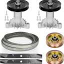 42 Inch Deck 130794 Spindle Rebuild Kit for Craftsman LT1000 LT2000 DLT3000 DYT4000, with 2 Spindles Assembly 532130794, 2 Idlers 173437, 2 Blades 134149, 1 Belt 144959