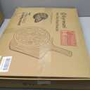 5 PCS Large Pizza Stone Set,Heavy Duty 16" Pizza Stone for Oven and Grill with Handle Rack,Pizza Peel(OAK), Pizza Cutter Rocker & Cooking Paper,Large Baking Stone for Pizza, Bread