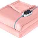 Sealy Electric Blanket Heated Throw, Soft Flannel Heating Blanket with 6 Heat Settings & 2-10 Hours Auto Shut Off, Fast Heating & Machine Washable, 50x60 Inch, Pink