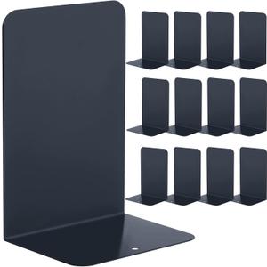 6 Pairs Metal Bookends Book Stopper for Shelves Office Book Holder Library Bookend for Heavy Books Desk Home Bookshelf School (Black) (Dark)