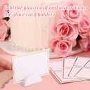 30pcs Wooden Table Number Holders, Semicircular Wood Table Number Stands with 60 Place Cards Photo Menu Tag Holder Support for Wedding Restaurant Banquet Birthday Party (White)