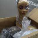Leinuosen 6 Pcs Female Realistic Mannequin Head for Wigs 19" Lifelike Plastic Manikin Display for Sunglasses, Earrings, Jewelry, Beauty Accessories, Brown