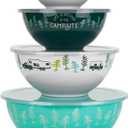 Camco Life is Better at The Campsite Nesting Bowl Set with Lids | Great for On-The-Go Lifestyles | Features (4) Durable Melamine Bowls with (4) Plastic Lids (53451) (Multi Size)