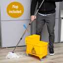 Mind Reader Mop and Bucket Set with Wringer, Mop Included, 5.5 Gallon Cleaning System with Wheels, Upward Press Wringer, Small Mop Compatible