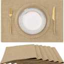 homing Cotton Linen Placemats Set of 6, Cloth Washable Farmhouse Dining Table Mats for Indoors & Outdoors, Easy to Clean, Linen, 13 x 19 Inch