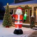 8FT Inflatable Santa Claus Outdoor Christmas Decoration - Blow Up Santa Claus with Built-in LED Lights for Garden Lawn (red, green, white)