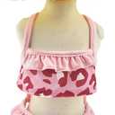 Leopard Dog Bikini Beach Swimsuit with Dog Hat Swimming Cap Puppy Bathing Dress Suit Summer Pet Clothes Cat Costumes for Small Dog (X-Large, Pink) (X-Large(Chest 18.8inch|Pet 9-12LBS ), Pink)