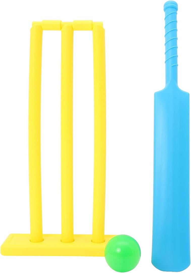 Unisex Cricket Set with Plastic Bat Ball and Stumps for Kids Outdoor Beach and Backyard Sports Game Portable Interactive Toy for Hand-Eye Coordination and Family Fun
