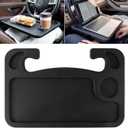 JUSTTOP Car Steering Wheel Desk for Laptop,Multipurpose Travel Car Accessories, Car Seat Stand Trays for Eating, Steering Wheel Overhead Table Console(Black)