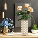 12 Pcs Gold Crystal Flower Vase and Pillar Candle Holder Set, 7.87" Metal Cylinder Stand for Wedding Table Centerpieces, Flower Arrangements, Christmas Party, Event Decor, and Gifts