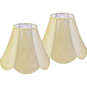 GO&SO Gold Lamp Shade Medium Bell Lamp Shades 2pc Edge Petal Braid Design Scalloped Lamp Shade,6"Top x 13"Bottom x 10.6"Vertical Height (Spider) Replacement Lampshades for Table Lamps - Easy Assembly