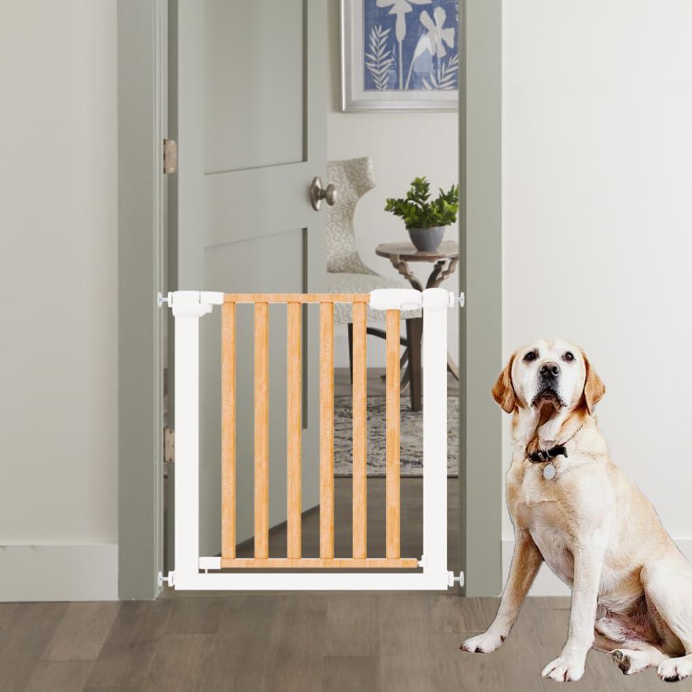 YGP Premium Extra-Wide Pet Gate for Pet & Baby | Pine Wood & Iron, Auto-Close | Drill-Free Pressure Mount, Adjustable 28.74-41" W x 30.3" H | Doorways, Kitchen Use