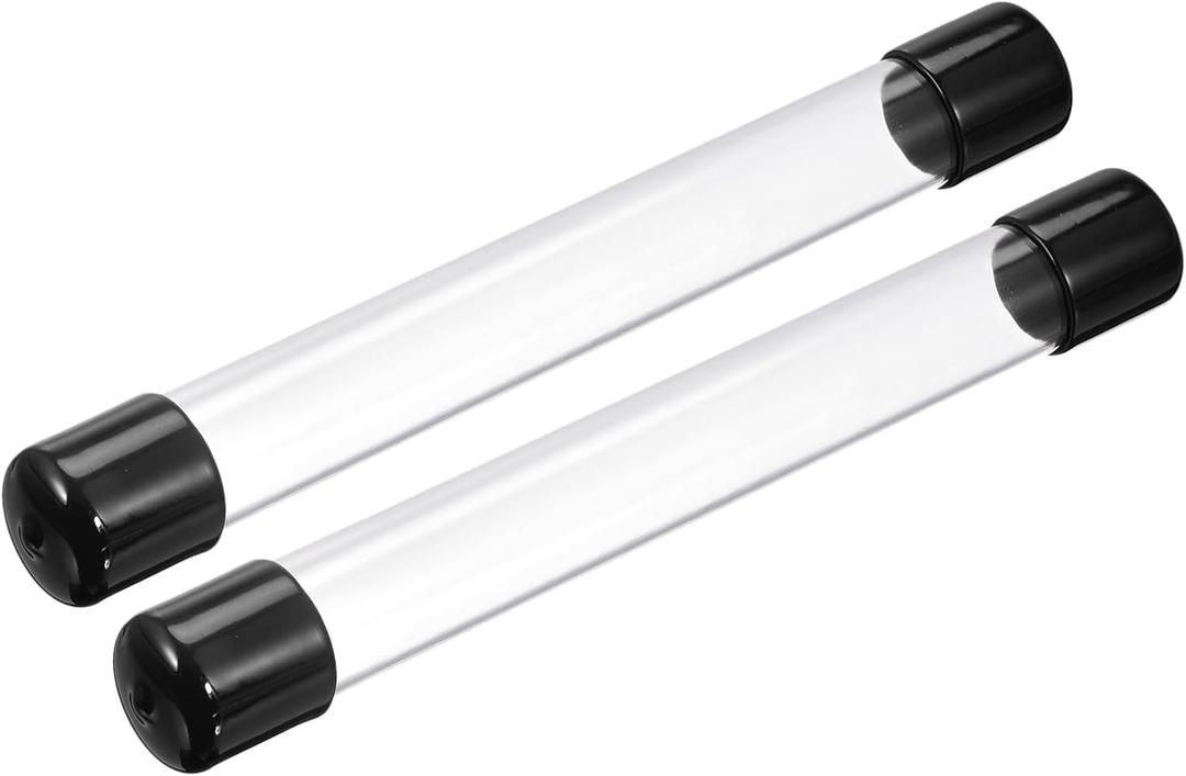PATIKIL Clear Rigid Tube Round Plastic Tubing with Black Rubber Caps Polycarbonate Water Pipe, 305mm/ 12 Inch Length, 21mmx25mm/0.83"x1", 2 Set