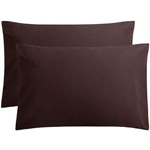 FLXXIE Microfiber Pillow Cases Queen Size Set of 2, Soft Pillowcases with Envelope Closure, Wrinkle Resistant Pillow Covers, 20x26, Dark Brown