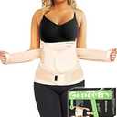 3 in 1 Postpartum Belly Band Wrap Support Recovery Girdles Abdominer Binder Post Surgery Belly&Waist&Pelvis Support Belt & Back Brace Beige, XL