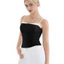 SUUKSESS Women Double Lined Spaghetti Strap Cami Going Out Y2k Sleeveless Tank Tops (Small, Black)