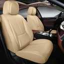 truckerset 2 Pack Car Seat Covers,Leather Waterproof Car Seat Cover,Airbag Compatible,Breathable Design,Suitable for Car,Truck,SUV (Beige)