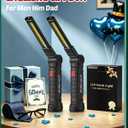 Coquimbo Tool Fathers Day Dad Gifts for Men Him Husband, Rechargeable LED Work Light BBQ Grill with Magnetic Base Hook, 360 Rotate Mechanic Flashlight Mens Easter Birthday Gifts (2 Pack Black)