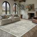 8x10 Area Rug Blue Washable Vintage Netural Living Room Carpet
