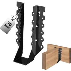 (30-Pack) Calvana 2x8 Black Steel Brackets for Wood, Joist Hangers, Rafter Brackets, Versatile Rafter Ties, for Pergola Hardware, Floors, Decks, Ceilings