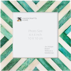 Handicrafts Home 4x4 Photo Picture Frames, Art Wall Hanging Dcor - Chevron-Green