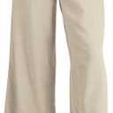 Essrite Womens Causal Wide Leg Pants Drawstring Elastic Waist Frayed Hem Flowy Palazzo Beach Pants Trousers with Pockets