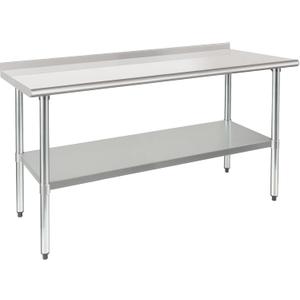 HARDURA Stainless Steel Table Prep & Work Table 24 x 60 Inches NSF Heavy Duty Commercial with Undershelf and Backsplash for Restaurant Kitchen Home and Hotel
