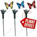 3 Pcs Fluttering Solar Butterfly Garden Stakes  Moving Butterfly Decorations with Solar Butterflies, Weathervane Waterproof Outside Decor Stakes, Three Bright Colors | Battery NOT Included