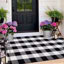 Black and White Outdoor Rug 3'x5'Buffalo Plaid Checkered Front Porch Rug Machine Washable Farmhouse Front Door Mat Outdoor for Front Hello Welcome Mat,Bedroom,Entryway,Patio