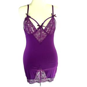 Avidlove Women Lingerie Sexy Lace Nighty V Neck Mesh Purple L